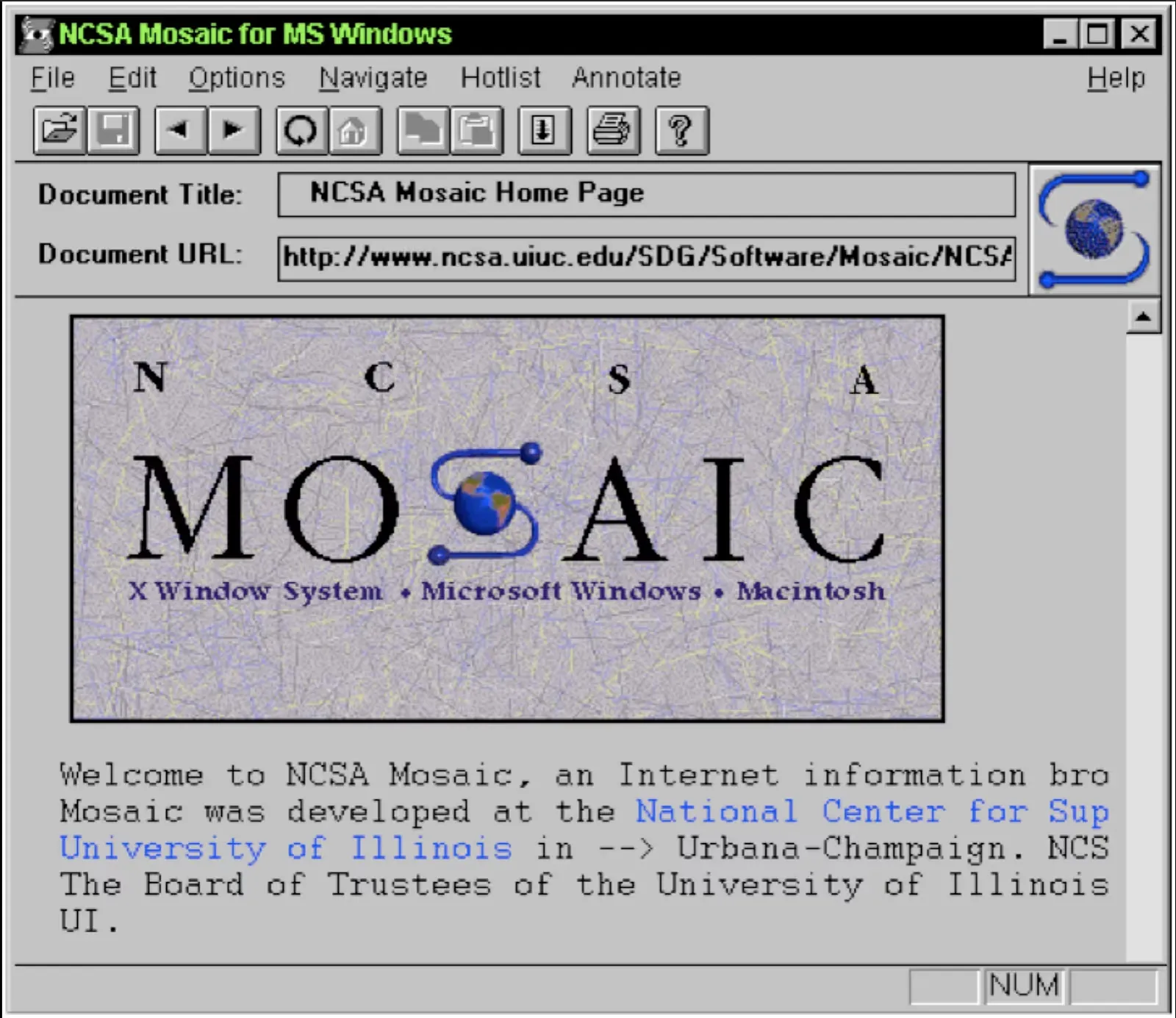 IMG Tag の実装された Mosaic